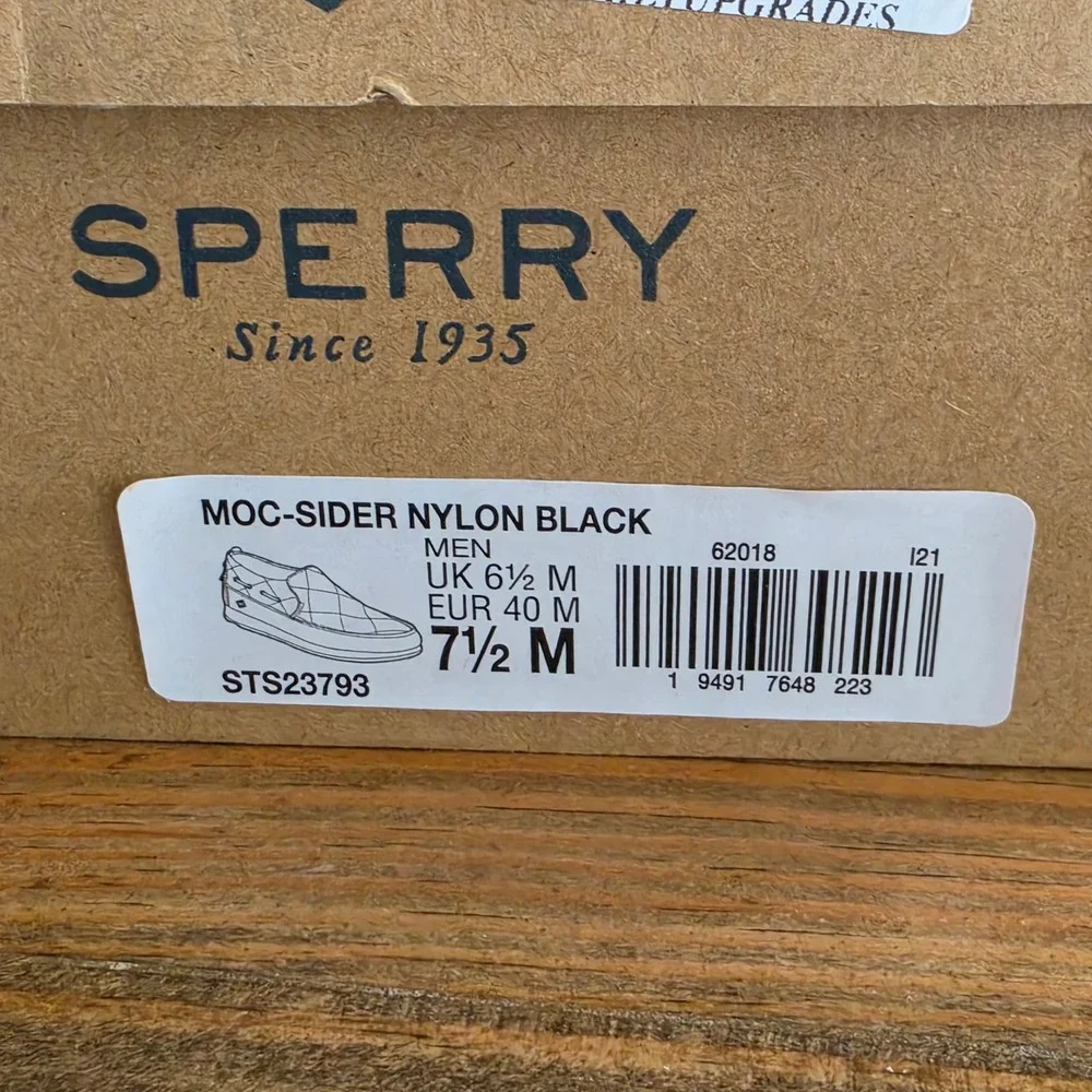 Sperry Mens Moc-Sider Nylon‎ Black Quilted Loafer Moccasin STS23793 Size 7.5